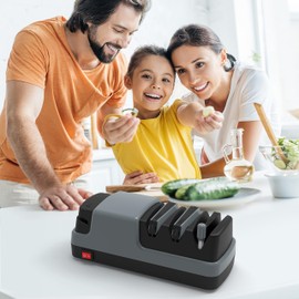 YOORLEAY Electric Knife Sharpener- 4 in 1 Electric Knife Sharpeners for Kitchen Knives, Straight Blade Knives & Serrated Knives & Ceramic Knives & Scissors