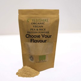 Organic Vegan Pea & Rice Protein Powder Protein Rich ECAA Appetite Control *Pick Your Flavour* (Banana, 250g)