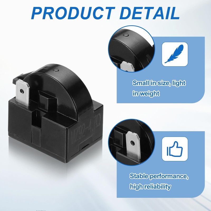 sourcing map 3pcs PTC Refrigerator Starter Relay, 4.7 Ohm 2