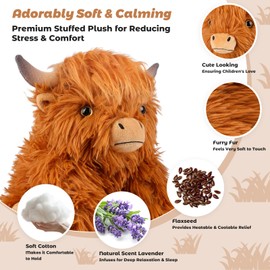 Microwavable & Coolable Highland Cow Stuffed Animal – Adjustable Sitting & Laying Period Plushies for Cramps, Heating & Cooling Plush Toy for Stress Relief & Relaxation Gifts for Adult & Kid