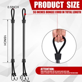 Tandefio 2 Pcs Dock Rods for Boat Docking 16 Inch Dock Boat Mooring Poles, Bungee Lines with Hook, Speedboat Accessories for Men Gifts(Red Black)