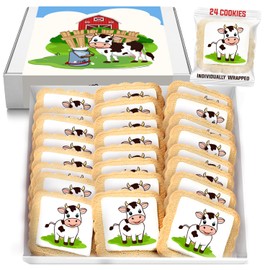 Cow Cookies 24 Pack | Birthday Party | Peanut & Nut Free Individually Wrapped