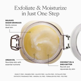 Josie Maran Josie Maran Sugar Body Scrub - Argan Oil Exfoliating Sugar Scrub with Coconut Oil & Shea Butter - Softens, Smooths & Hydrates Dry Skin - Vegan & Cruelty Free - Sweet Clementine (10 oz)