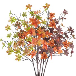 Ruidazon 6 Pcs Fall Faux Greenery Stems, Artificial Fall Stem Branches Autumn Leaves with Stems Faux Fall Plants for Vase Home Festival Centerpieces Thanksgiving Fall Decor