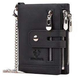 HUMERPAUL Wallet For Men Cowhide Leather Trifold Anti Rfid Card Short Multi Function Money Bag - Color: Green