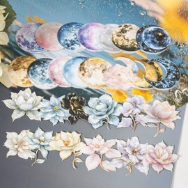 Flower Star Moon Planet Stickers 60 Pack Vinyl Laptop Waterproof Decals for Water Bottles Skateboard Computer Cars Luggage Phone Graffiti Stickers Pack for Teens Girls Kids Adults(Planet Decals)