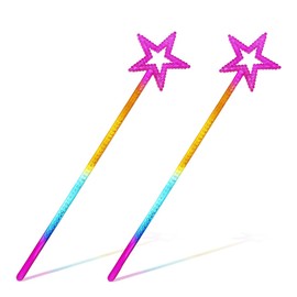 WeddHuis Pack of 2 Princess and Fairy Wands for Children, Star Glitter Stick, Crystal Fairy Stick, Perfect for Christmas, Costume Props and Cosplay Decoration