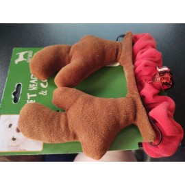 Unbranded New pet antler headband with red scrunchie bell collar