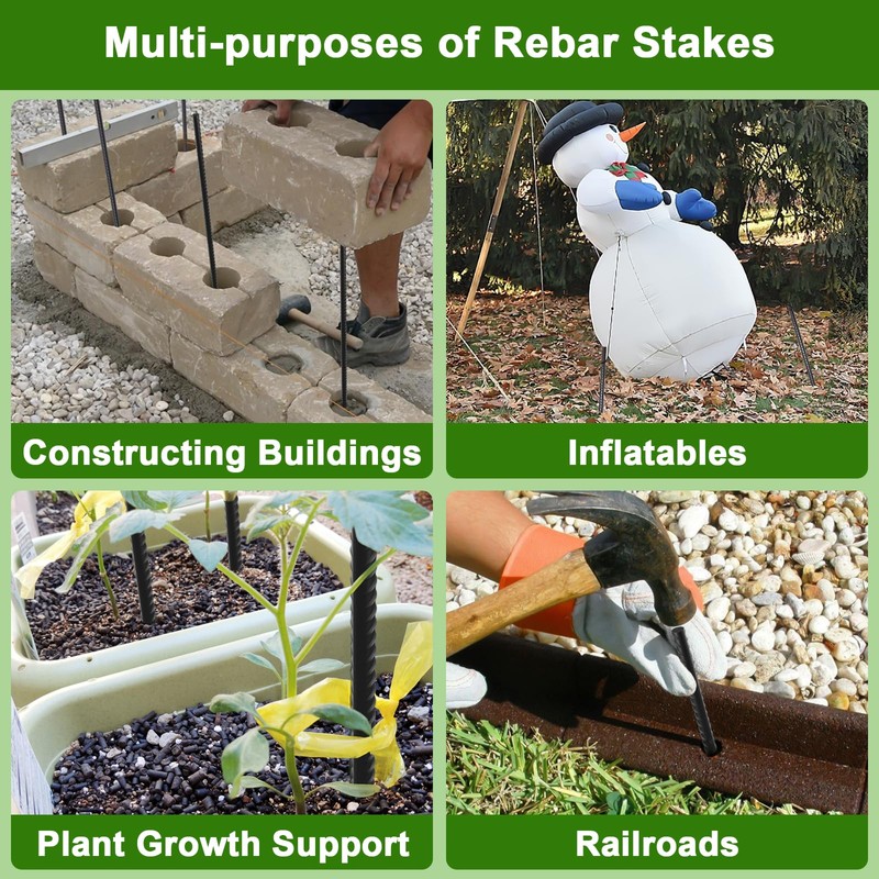 AAGUT Rebar Stakes 24 Inch 10 Pcs Landscape Timber Spikes
