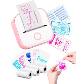 Memoking T02 Mini Printer - Print Pods Sticker Printer Portable Thermal Printer Inkless Printer Sticker Maker Machine Label Makers Pocket Printer for Study Graphics, Anatomical Diagrams, Photos, Pink