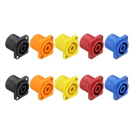 sourcing map 10pcs 4 Pole Speaker Jack Twist Lock, NL4 Connector 1 Inch XLR Speaker Female Panel Mount Audio Microphone Plug Socket for NL4 Series, Mixed colors