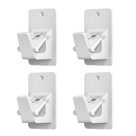 Universal Curtain Rod Holders, No Drill Curtain Rod Brackets, Self 3M Adhesive Curtain Rod Brackets Up to 30 LB, Nail Free Curtain Rod Hooks for Bathroom, Bedroom, Livingroom, Kitchen (4PC, White)