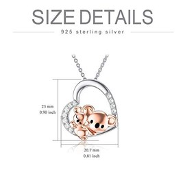 ROMANTICWORK Animal Mother Daughter Necklace 925 Sterling Silver Koala Panda Rabbit Seahorse Giraffe Heart Pendant Necklace Mother Daughter Jewellery Gifts for Mum Daughter, Sterling Silver, Cubic