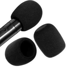 Piriuuo 2 Pcs Microphone Covers Foam, Soft Mic Covers for Microphones Microphone Windscreen Foam Mic Covers for Microphones Microphone Foam Covers Protection for Handheld Microphone (Black)