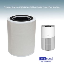 PUREBURG Replacement Filter Compatible with JERDAZEN JZ450 & Zendar KJ402F Air Purifiers,2-Pack H13 HEPA Activated Carbon 4-Stage Filtration