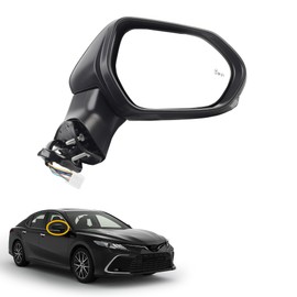 Dasbecan Right Passenger Side Door Mirror Assembly Compatible with Toyota Camry 2018-2024 Power Heated | Turn Signal Lights | Glass Blind Spot Detection | Manual Folding 7 Pins TO1321368 87910-06840