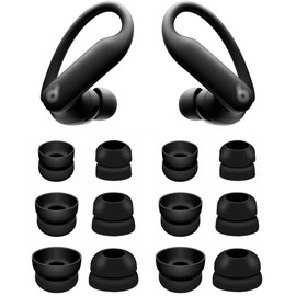 Rqker Double Flange Ear Tips Compatible with Powerbeats Pro 2, 6 Pairs S/M/L Sizes Soft Silicone Replacement 2 Flange Eartips Compatible with Powerbeats Pro 2 PB Pro 2 6 Pairs Black