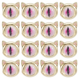 SUNNYCLUE 1 Box 16Pcs Evil Eye Beads Cat Head Beads Bulk Metal Pet Cute Gold White Alloy Resin Small Animal Eyes Loose Spacers for Jewellery Making Supplies DIY Crafts Necklace Bracelet Women Adults