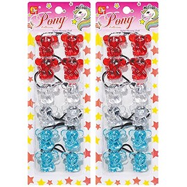 Hair Ties 20mm Ponytail Holders Elastic Colorful Cartoon Design Hairband Accessories for Kids Children Girls Women All Ages (12 Pcs Koala - Clear/Clear Red/Clear Sky Blue)