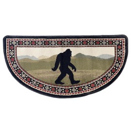 Goods of the Woods Sasquatch Hearth Rug, 24 x48 Half Round Rug, Fireplace Rug, Cabin Rug