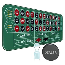 iEsstros Casino Roulette Mat 70" x 35" Rubber Roulette Table Mat Roulette Felt Mat with Storage Bag Win Marker Roulette Table Top Mat Casino Games for Adults-Green