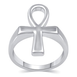 Prime and Pure Egyptian Ankh Cross Eternity Ring in 925 Sterling Silver (SIZE 7)