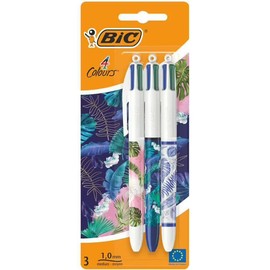 BIC 4 Colours Ball Pens Botanical x3