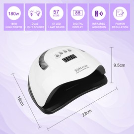LED UV Nail Lamps 180W Nail Dryer Gel Nail Curing Lamp UV light with 4 Timers Auto Sensor LCD Display