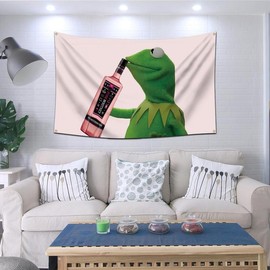 Arbinger Kermit Sipping Pink Whitney Flag 3x5ft Banner Funny Tapestry for College Dorm - Size: 30x40