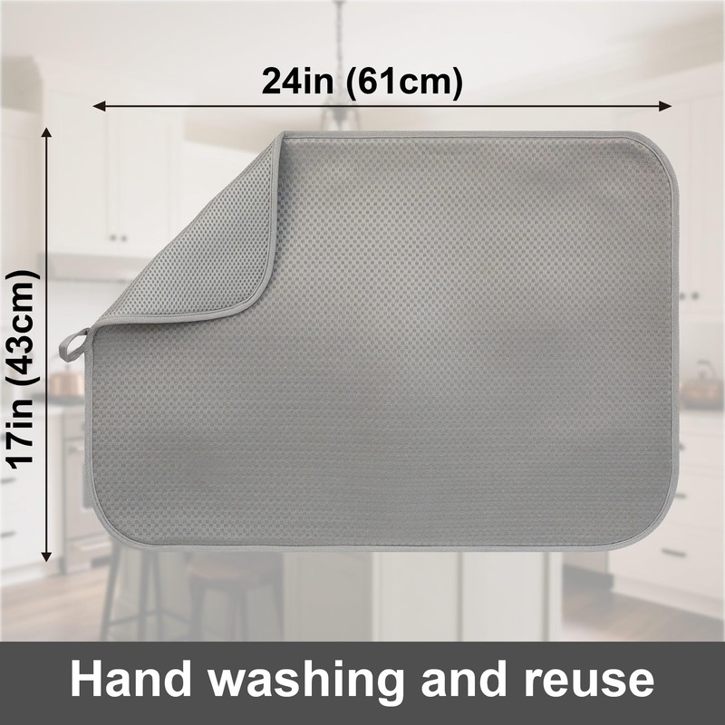 FULL BE DARE 2-Pack Light Gray Dish Drying Mats 17”