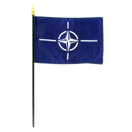 NATO Flag Rayon On Staff 4 in. x 6 in. - Made in the USA from Flags Unlimited