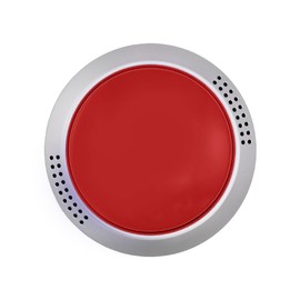Recordable Voice Button with Large Red Push Button, Sound Recording Device, White (English)