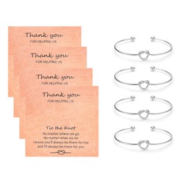 CERSLIMO Bridesmaid Gifts - 4 Pcs Knot Bracelets Maid of Honor Gifts, Wedding Bridesmaid Proposal Jewelry Bridal Party Tie The Knot Charm Bracelets