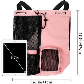 Slzhds Bolsas de Malla para Natación, Bolsa Natacion Mujer y Hombre con Cordón, Bolsillo Húmedo y Cremallera Impermeable, para Almacenamiento la Playa, Natación Gimnasio Equipamiento de Natación