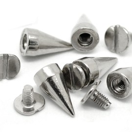 RUBYCA 100 Sets 13MM Silver Color Bullet Cone Spike and Stud Metal Screw Back for DIY Leather-Craft