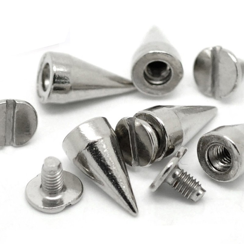 RUBYCA 100 Sets 13MM Silver Color Bullet Cone Spike and