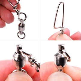 QISHUO Bearings, Blue Swivel, with Snap, High Strength, Stainless Steel Snap, Ball Bearings, Swivels, Lure, Monkey Can, Fishing, 25 Pieces, 46.3 lbs (21 kg)