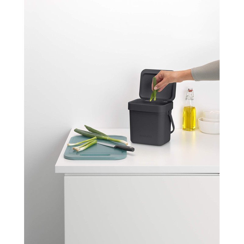 Brabantia Sort & Go Food Waste Bin (3L/Grey), Small Countertop