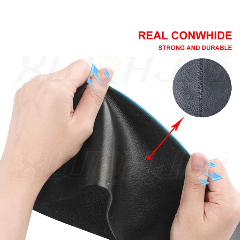 XWQHJW For 2013-2016 FORD ESCAPE Black Leather Steering Wheel Cover