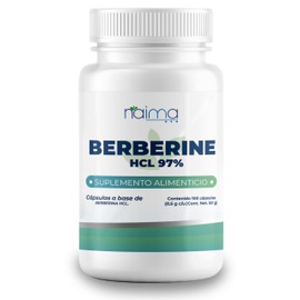 NAIMA Berberine HCL 97%, 100 Cápsulas | Suplemento Alimenticio 100% Puro y Natural | Soporte Digestivo, Bienestar General | Sin Aditivos ni Rellenos