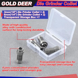 GOLD DEER 4PCS Die Grinder Collet Grinding Machine Clamping Collet Adapter 2 Pieces 3mm and 2 Pieces 6mm Adapter Chuck Collet High Quality Alloys Engraving Chuck 1/8"/1/4" Replacement Parts