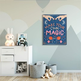 Stupell Industries Make Your Magic Phrase Fashion Hands and Constellations, Design by Hannah Heemsbergen Canvas Wall Art, 36 x 48, Blue