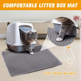 Cat Litter Mat Double Layer Non-Slip Odor-Free Litter Box Mat,Waterproof and Urine Proof Litter Mat,Scatter Control, Less Waste,Easier to Clean(Gray, 61×76cm)