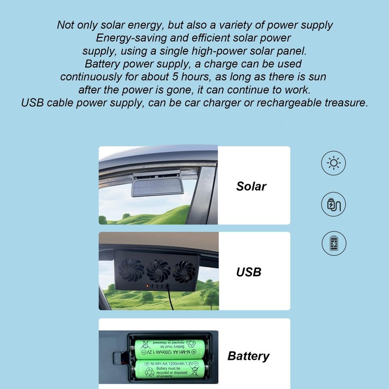 Car Window Fan - Solar Auto Cooling Exhaust Cycle Fan