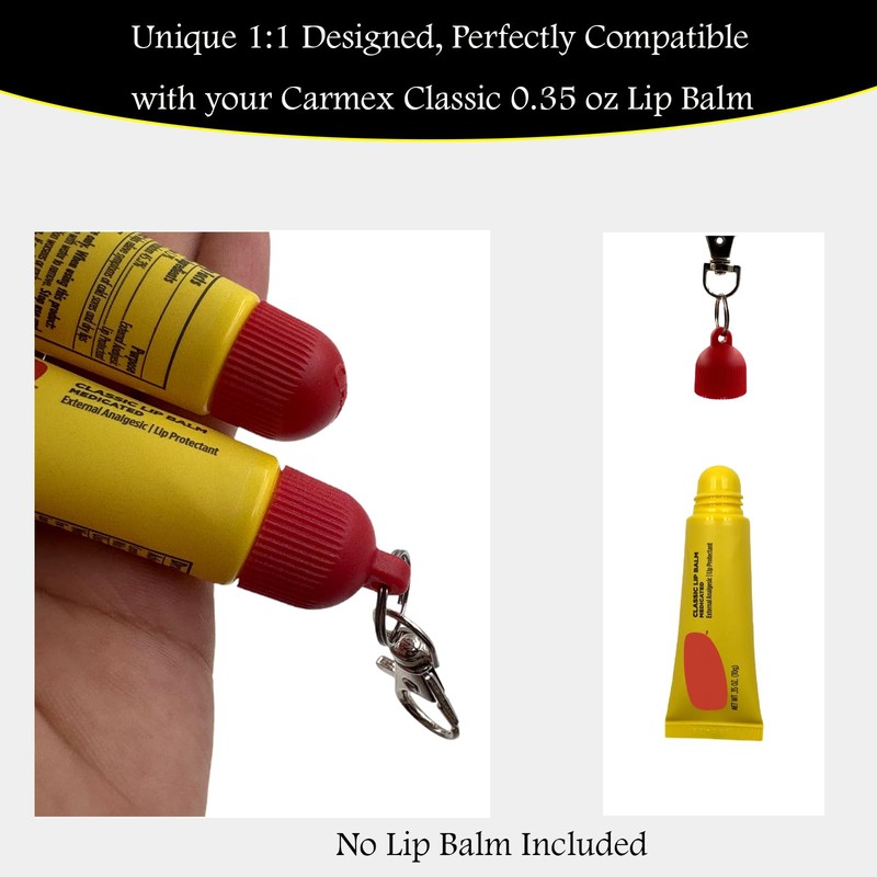 Tonsamvo Lip Balm Cap Holder with Keychain, Portable Replacement Cover
