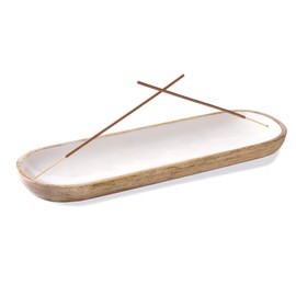 Folkulture Incense Holder or Incense Burner, Ash Catcher or Insense Stick Holder or Insence Tray, 12-inch Long (White)
