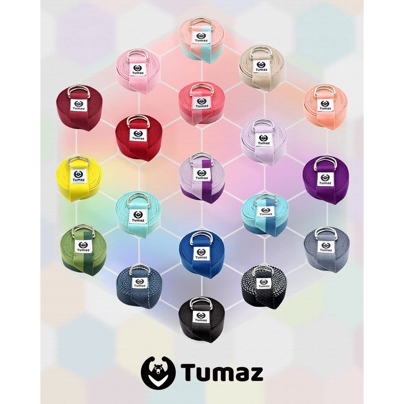 Tumaz Yoga Strap/Stretch Bands [15+ Colors, 6/8/10 Feet Options] with