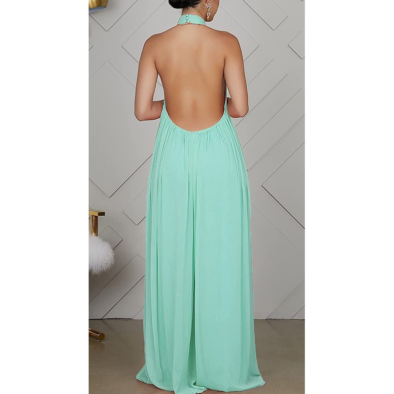 loveimgs Overol de verano para mujer, cuello halter, espalda descubierta,