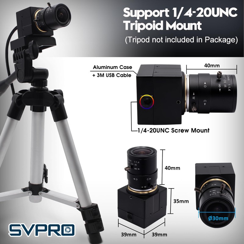 Svpro 5MP 30fps USB Camera with 2.8-12 mm Zoom Lens,
