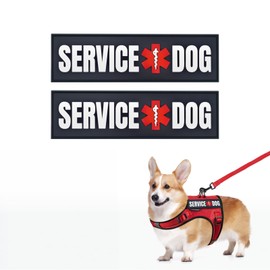 7SHARRRKS Service Dog Patch | 2PCS PVC Hook & Loop Patches for Vest or Harness, Durable Waterproof ID Tags for Working Dogs, Available in 4 Sizes (L/M/S/XS) (Black XS(3.5"x1")